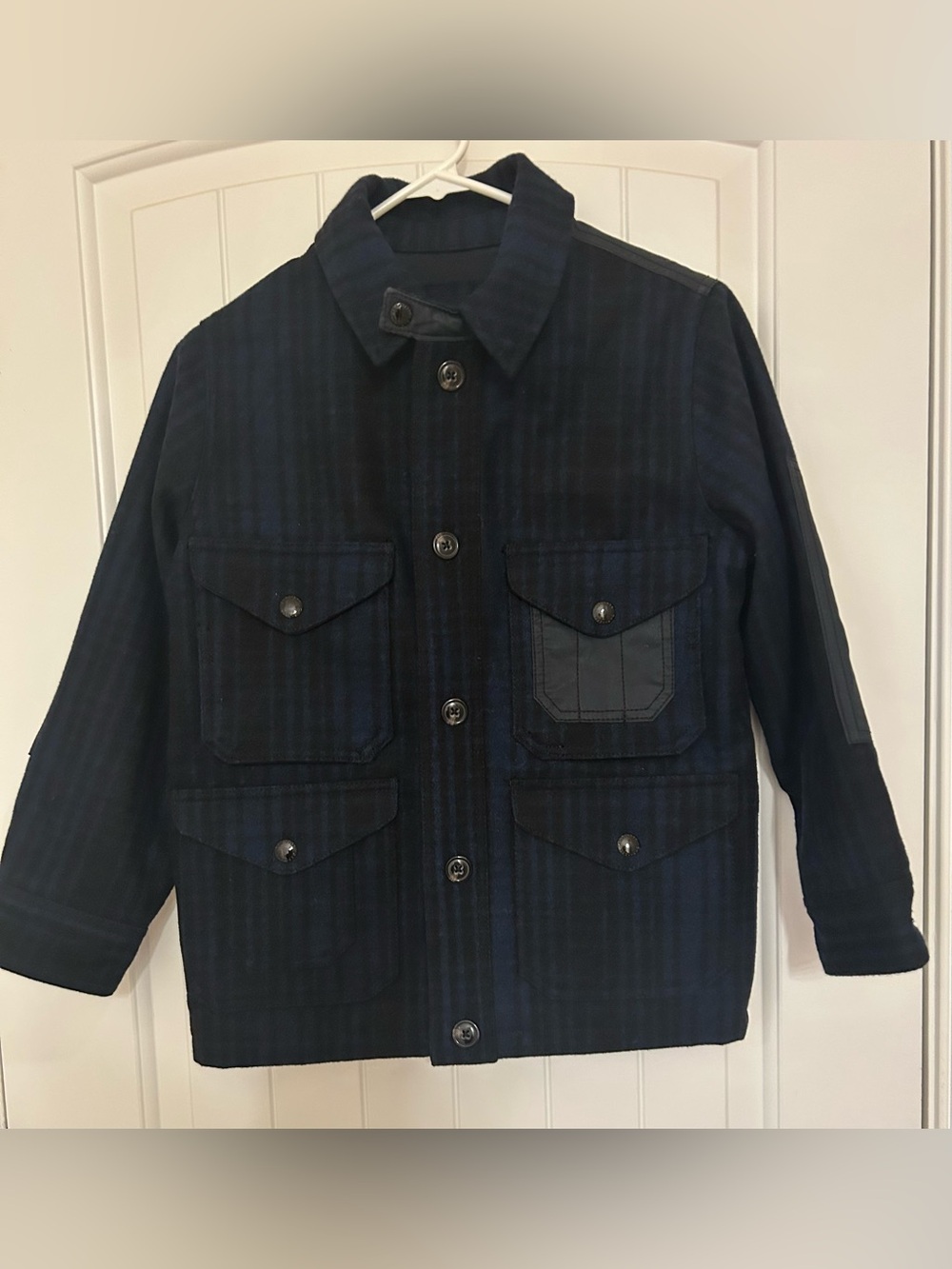 Gap Kids Boys Plaid Black & Blue Wool Blend Jacket Size M (8) Medium